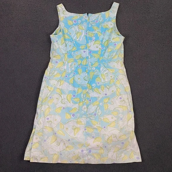 Vintage Lilly Pulitzer Dress size 14 Fish Print Tropical Summer Sleeveless Blue - Picture 8 of 15